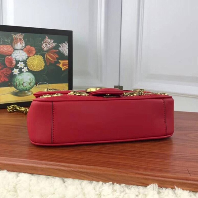 Gucci GG Marmont Medium Matelasse Shoulder Bag 443497 Red