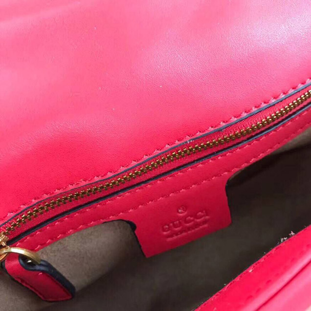 Gucci GG Marmont Medium Matelasse Shoulder Bag 443497 Red