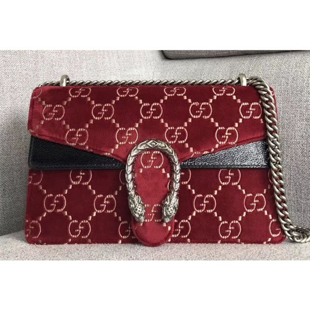 Gucci Dionysus GG Velvet Small Shoulder Bag 400249 Red 2018