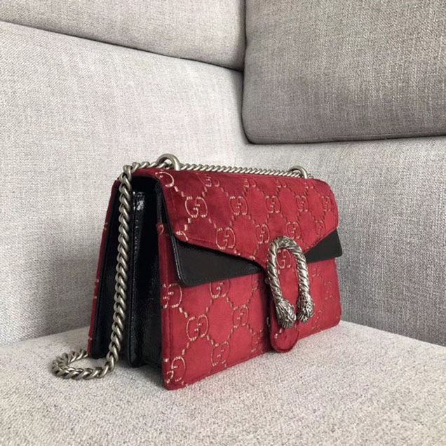 Gucci Dionysus GG Velvet Small Shoulder Bag 400249 Red 2018