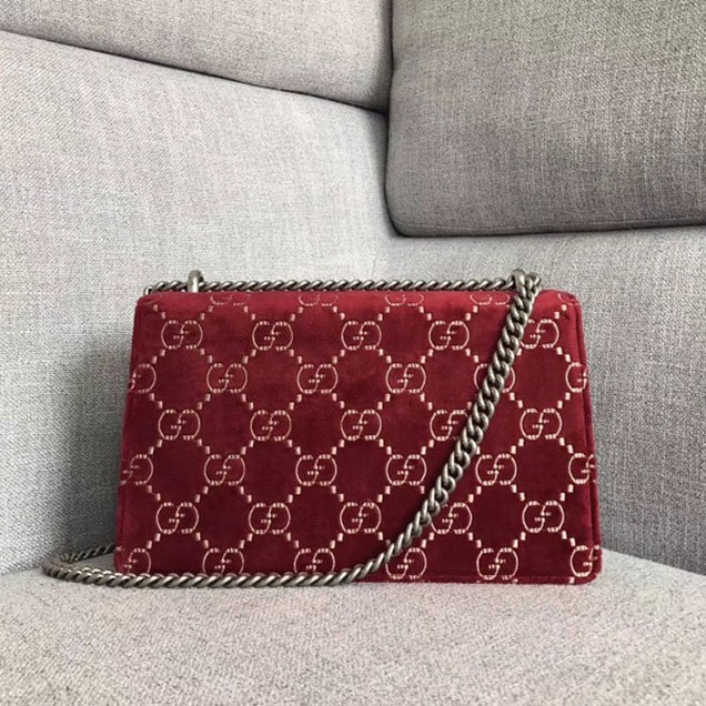 Gucci Dionysus GG Velvet Small Shoulder Bag 400249 Red 2018