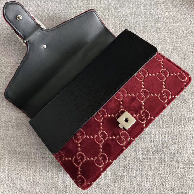 Gucci Dionysus GG Velvet Small Shoulder Bag 400249 Red 2018