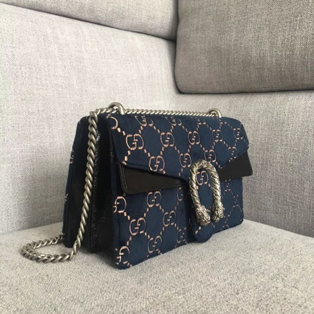 Gucci Dionysus GG Velvet Small Shoulder Bag 400249 Blue 2018