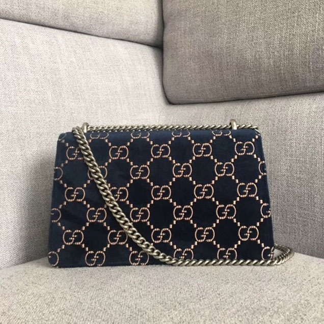 Gucci Dionysus GG Velvet Small Shoulder Bag 400249 Blue 2018