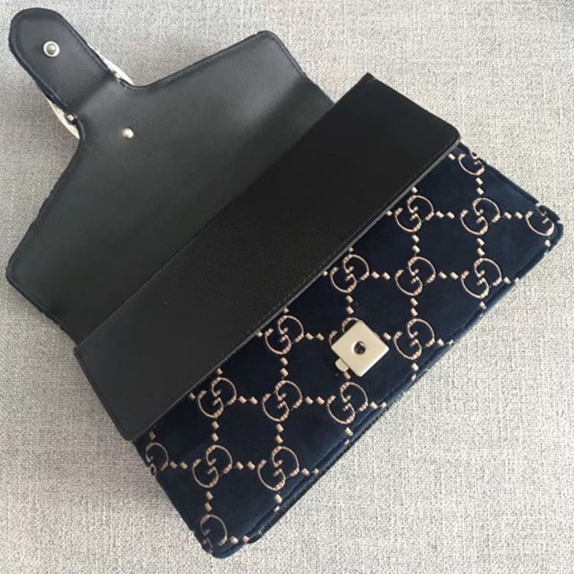 Gucci Dionysus GG Velvet Small Shoulder Bag 400249 Blue 2018
