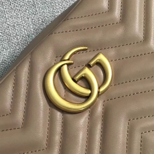 Gucci GG Marmont Chevron Shoulder Small Bag 447632 Nude