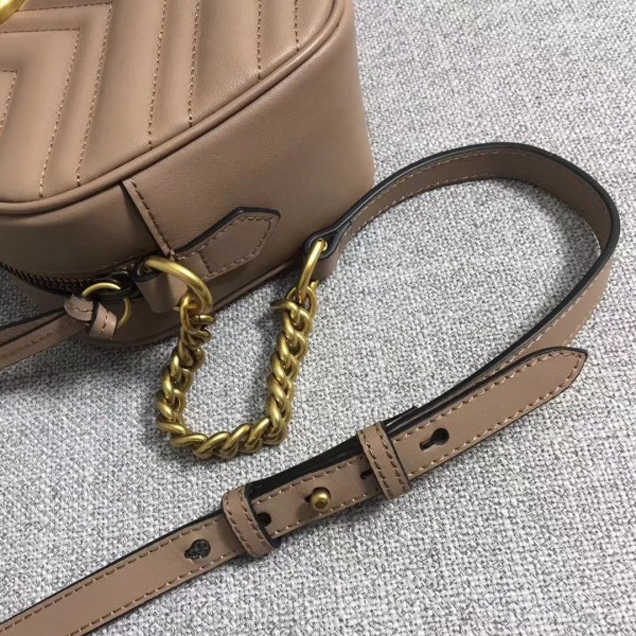Gucci GG Marmont Chevron Shoulder Small Bag 447632 Nude