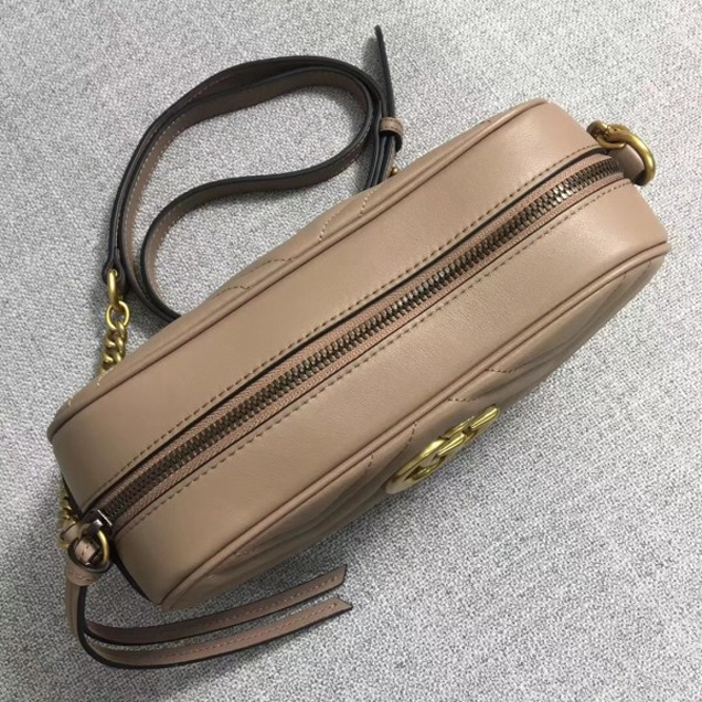 Gucci GG Marmont Chevron Shoulder Small Bag 447632 Nude