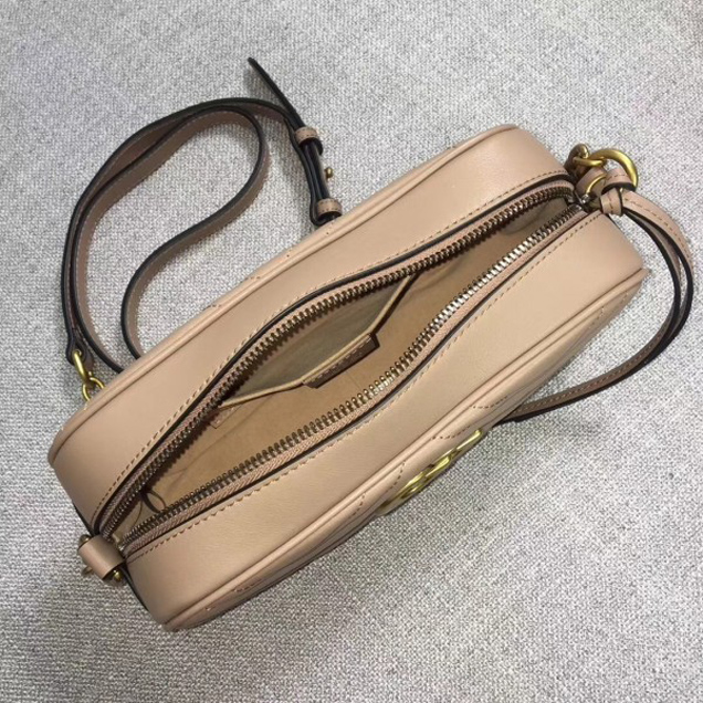 Gucci GG Marmont Chevron Shoulder Small Bag 447632 Nude