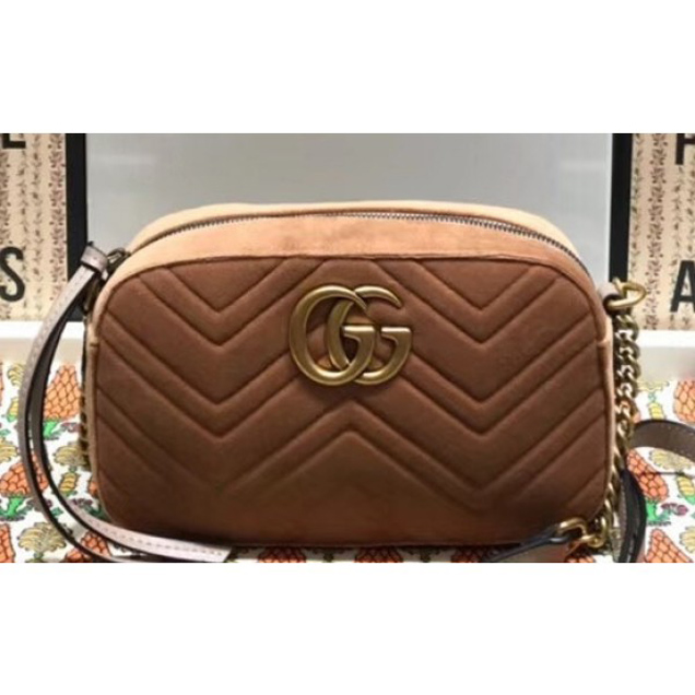 Gucci GG Marmont Matelassé Chevron Shoulder Small Bag 447632 Velvet Taupe 2018