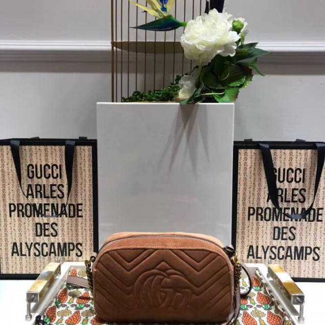 Gucci GG Marmont Matelassé Chevron Shoulder Small Bag 447632 Velvet Taupe 2018