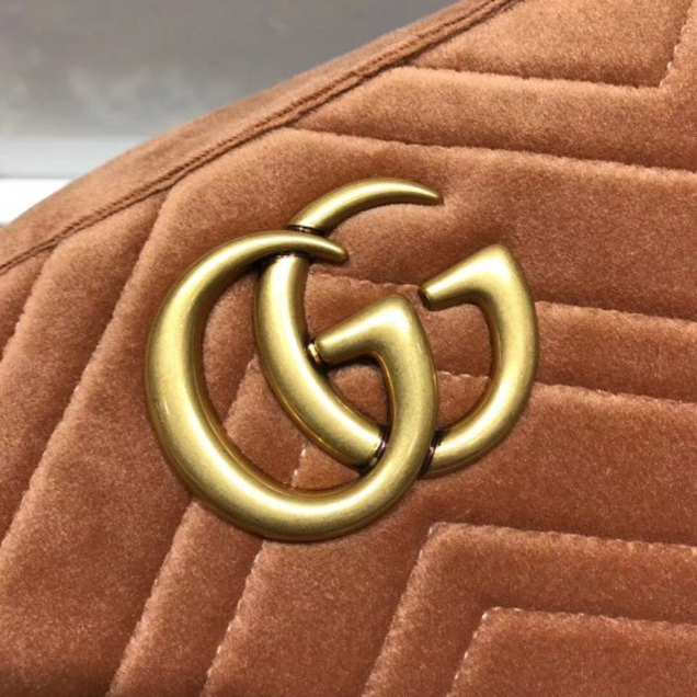 Gucci GG Marmont Matelassé Chevron Shoulder Small Bag 447632 Velvet Taupe 2018