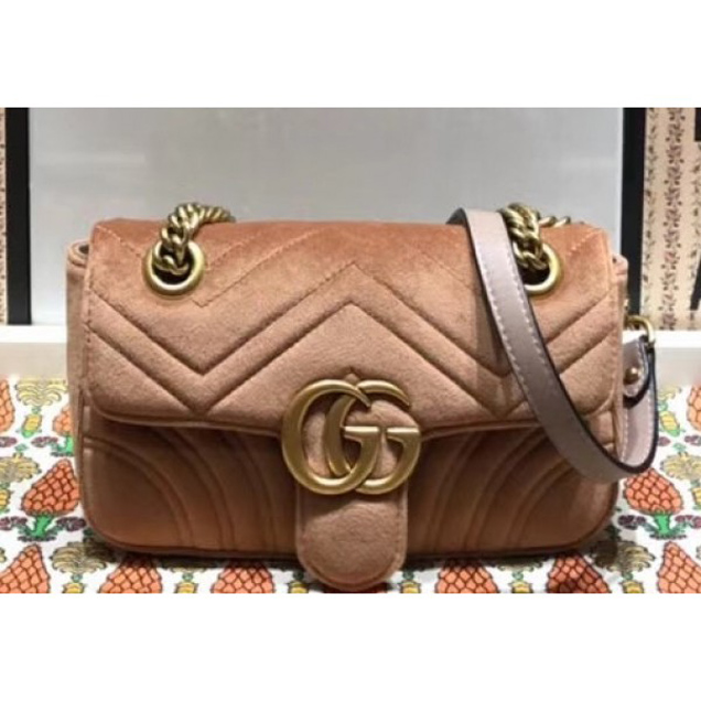 Gucci GG Marmont Matelassé Chevron Mini Chain Shoulder Bag 446744 Velvet Taupe 2018