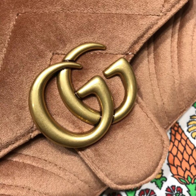 Gucci GG Marmont Matelassé Chevron Mini Chain Shoulder Bag 446744 Velvet Taupe 2018