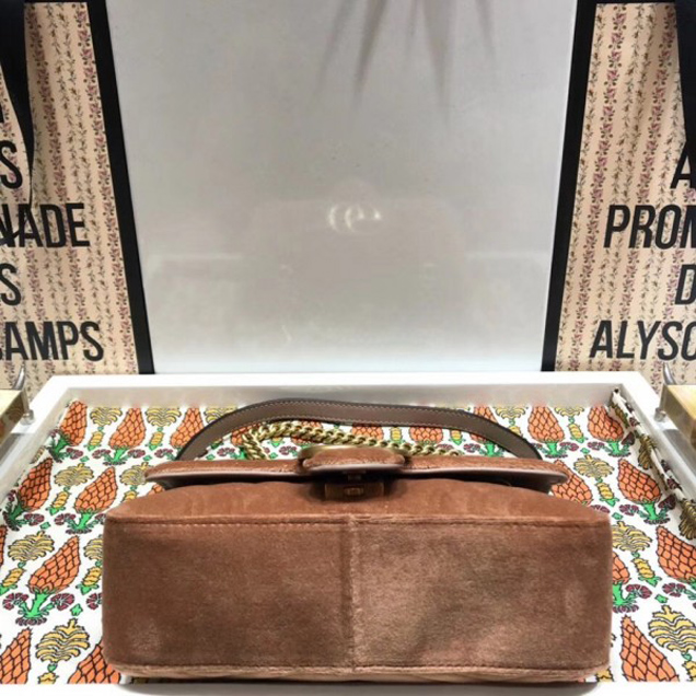 Gucci GG Marmont Matelassé Chevron Mini Chain Shoulder Bag 446744 Velvet Taupe 2018
