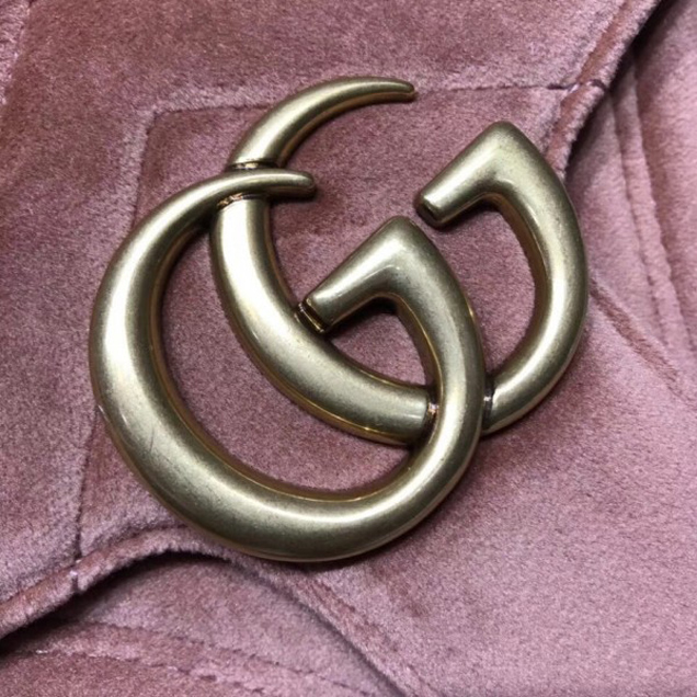 Gucci GG Marmont Matelassé Chevron Small Chain Shoulder Bag 443497 Velvet Taupe 2018