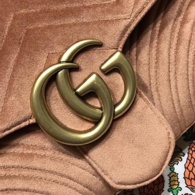 Gucci GG Marmont Matelassé Chevron Medium Chain Shoulder Bag 443496 Velvet Taupe 2018