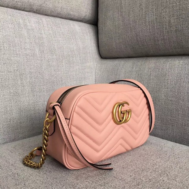 Gucci GG Marmont Chevron Shoulder Small Bag 447632 Pink
