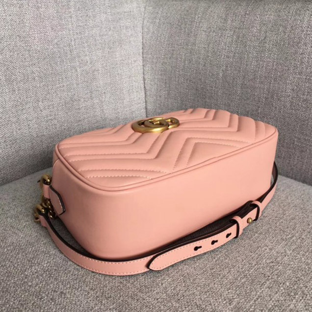 Gucci GG Marmont Chevron Shoulder Small Bag 447632 Pink