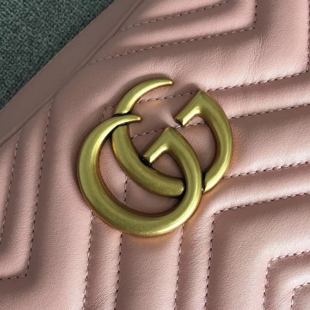 Gucci GG Marmont Chevron Shoulder Small Bag 447632 Pink