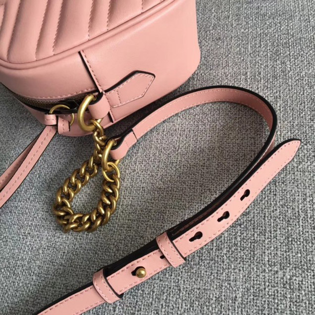 Gucci GG Marmont Chevron Shoulder Small Bag 447632 Pink