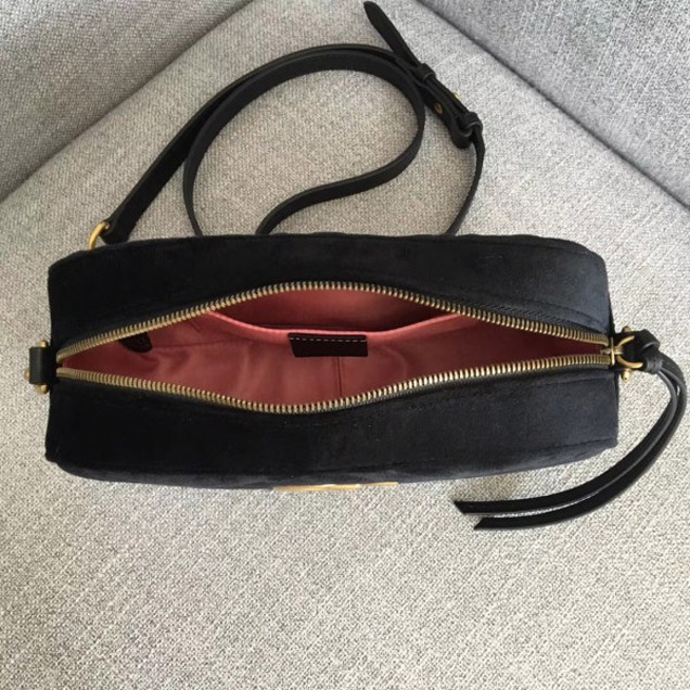 Gucci GG Marmont Chevron Shoulder Small Bag 447632 Velvet Black