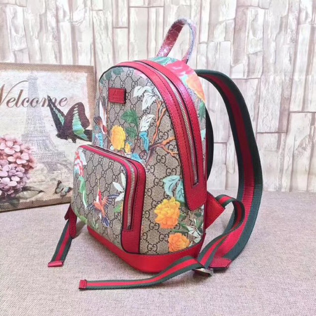 Gucci GG Supreme backpack Flower and bird 427042 red