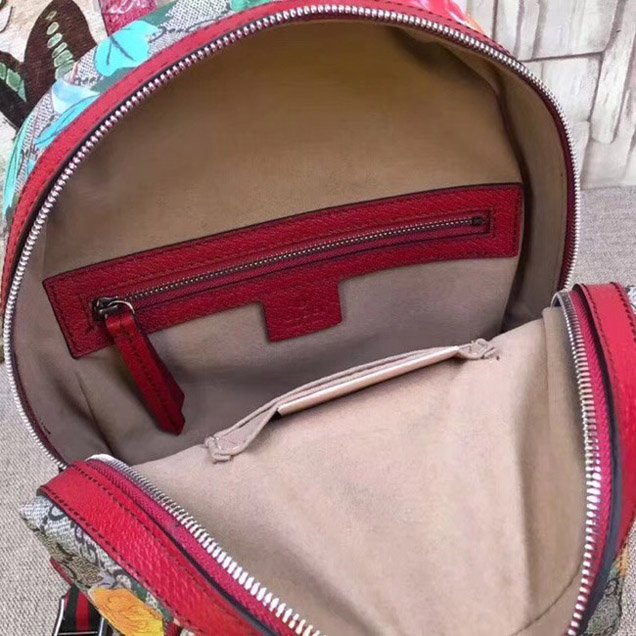 Gucci GG Supreme backpack Flower and bird 427042 red