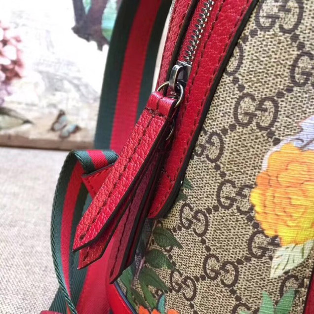 Gucci GG Supreme backpack Flower and bird 427042 red