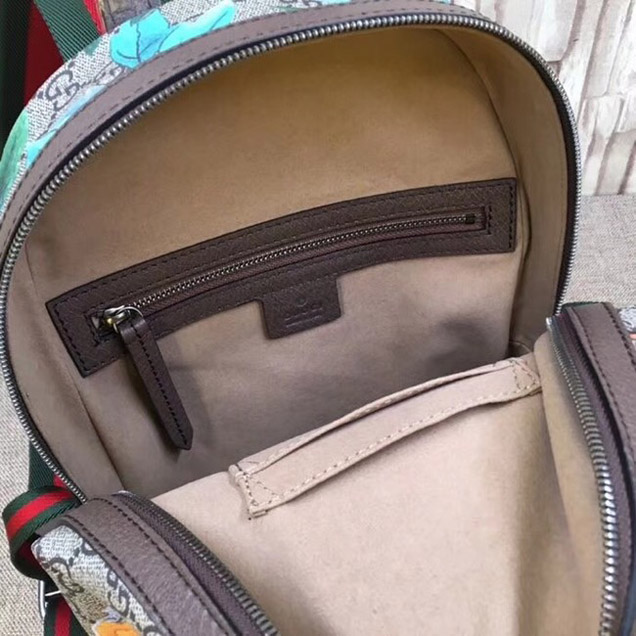 Gucci GG Supreme backpack Flower and bird 427042-1 Brown