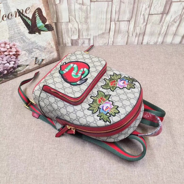 Gucci GG Supreme backpack snake 427042 red
