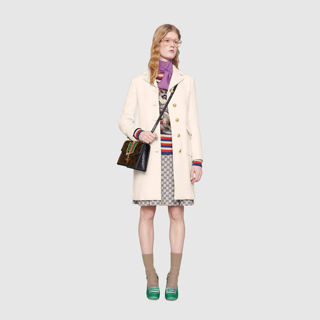 Gucci Sylvie GG velvet small shoulder bag 524405 Chocolates