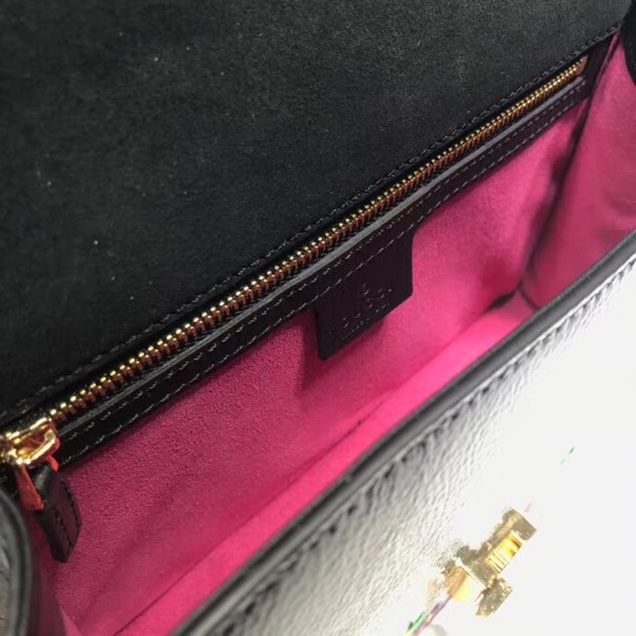 Gucci Sylvie embroidered small shoulder bag 421882 black