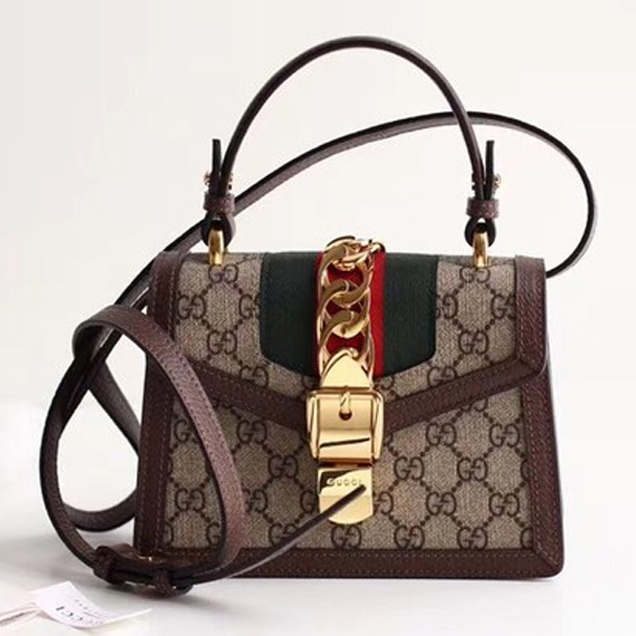 Gucci Sylvie GG Supreme canvas mini bag 470270 brown