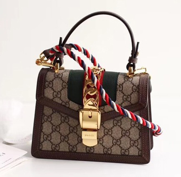 Gucci Sylvie GG Supreme canvas mini bag 470270 brown