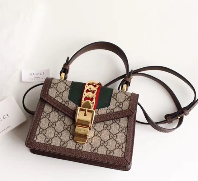 Gucci Sylvie GG Supreme canvas mini bag 470270 brown