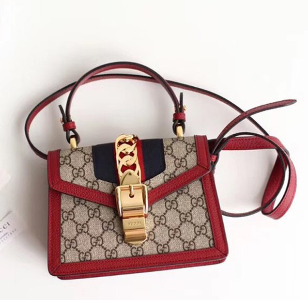 Gucci Sylvie GG Supreme canvas mini bag 470270 red