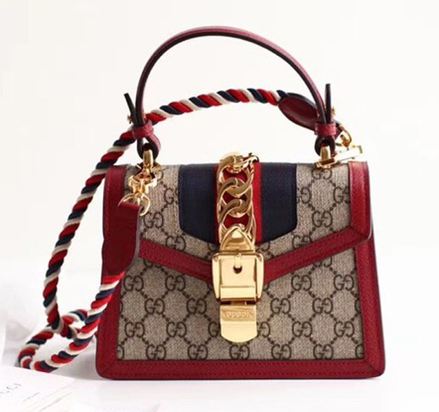 Gucci Sylvie GG Supreme canvas mini bag 470270 red