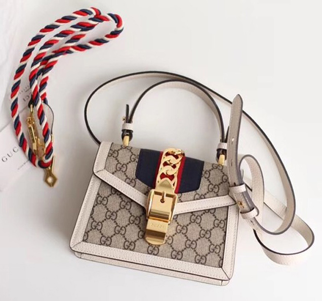 Gucci Sylvie GG Supreme canvas mini bag 470270 white