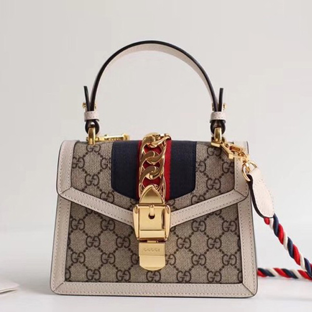 Gucci Sylvie GG Supreme canvas mini bag 470270 white