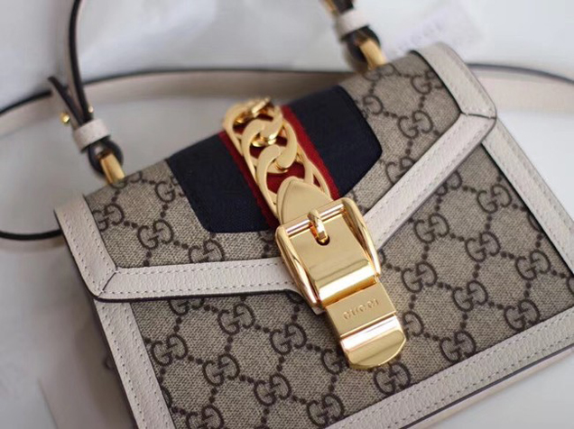 Gucci Sylvie GG Supreme canvas mini bag 470270 white