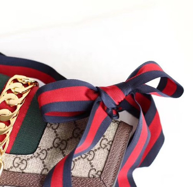 Gucci GG Supreme canvas Sylvie small shoulder bag 421882 brown