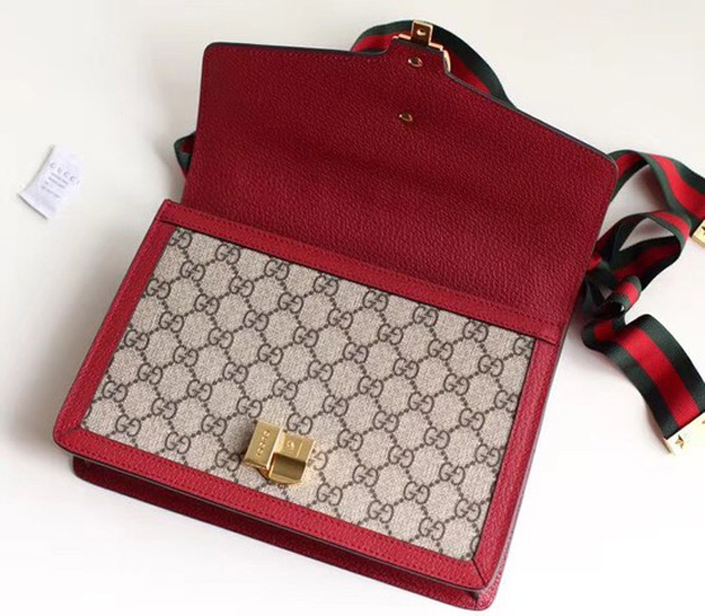 Gucci GG Supreme canvas Sylvie small shoulder bag 421882 Red