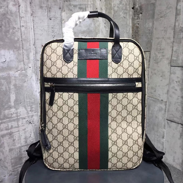 Gucci Web Trim GG Supreme Backpack Beige