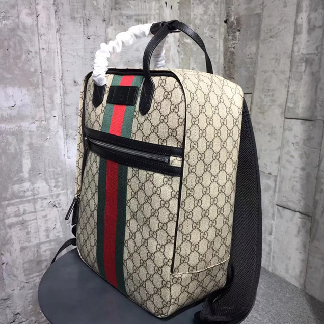 Gucci Web Trim GG Supreme Backpack Beige