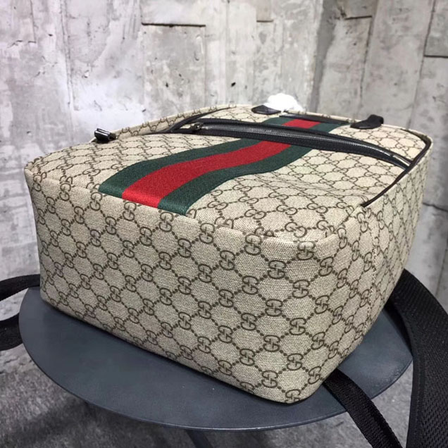 Gucci Web Trim GG Supreme Backpack Beige