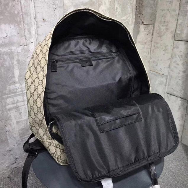 Gucci Web Trim GG Supreme Backpack Beige