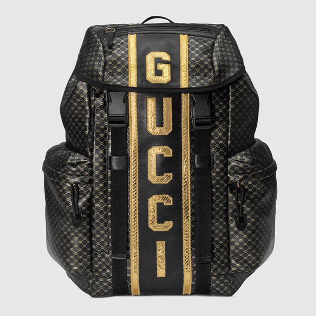 Gucci Mens Gucci-Dapper Dan Backpack 536413 Black GG Leather 2018