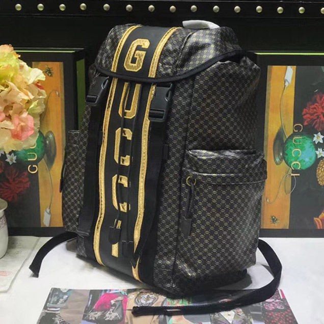 Gucci Mens Gucci-Dapper Dan Backpack 536413 Black GG Leather 2018