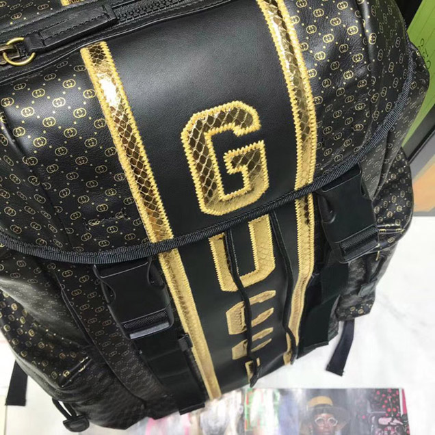 Gucci Mens Gucci-Dapper Dan Backpack 536413 Black GG Leather 2018